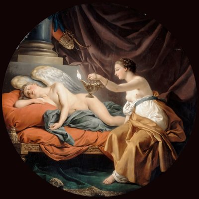 Psyche Verrast de Slapende Cupido door Louis Jean François Lagrenée