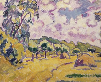 Landschap met hooibergen door Louis Valtat