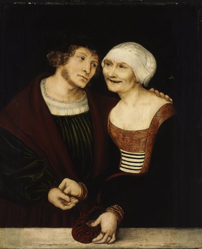 Jonge man en oude vrouw door Lucas Cranach the Elder