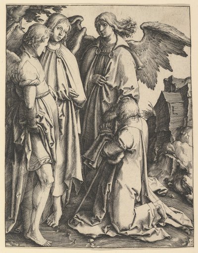 Abraham en drie engelen, ca. 1513 door Lucas van Leyden