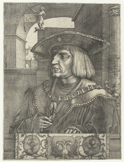 Portret van keizer Maximiliaan I door Lucas van Leyden