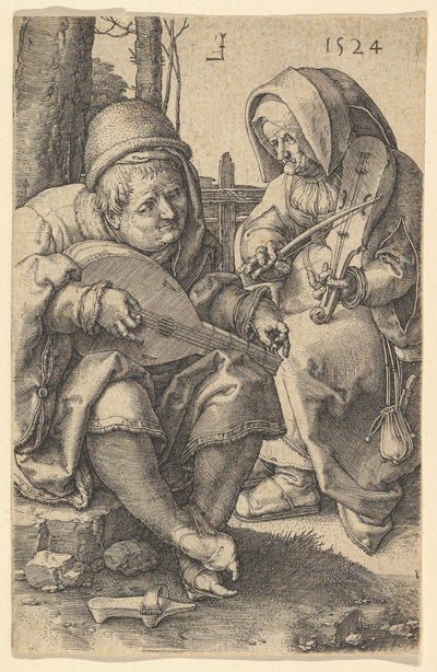 De muzikanten, 1524 door Lucas van Leyden