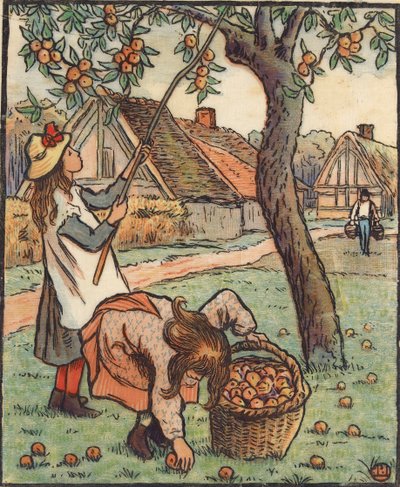 De Appeloogst door Lucien Pissarro