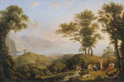 Zuidelijk landschap met Vesuvius door Ludwig Philipp Strack