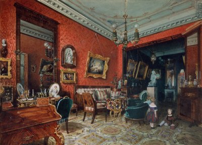 Een woonkamer, 1840s door Ludwig Premazzi