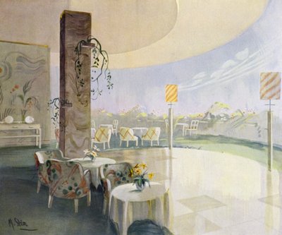 1930s interieurs: Terras café door M. Stier