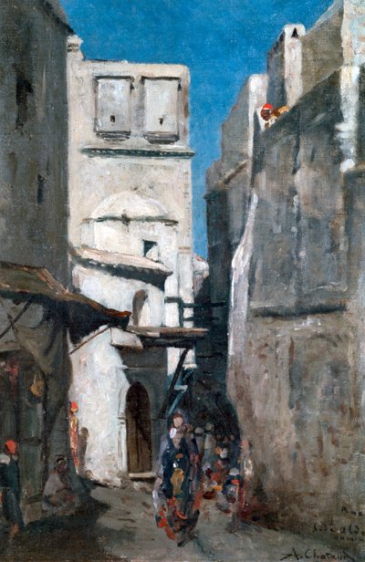 Straat in Algiers door Marc Alfred Chataud