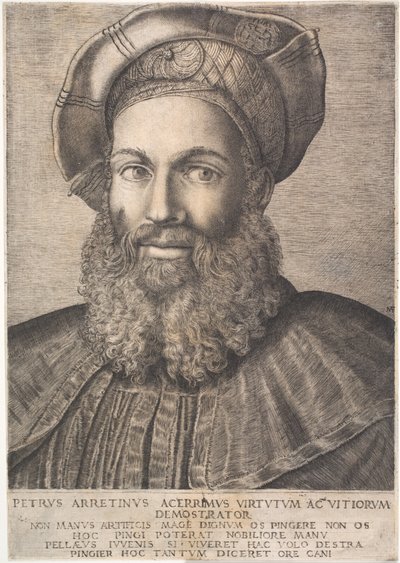 Pietro Aretino door Marcantonio Raimondi