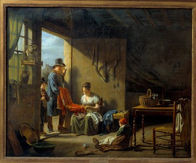 De marskramer. Schilderij door Martin Drolling (1752-1817) door Martin Drölling