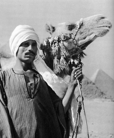 Kameeldrijver bij de piramides, Egypte, 1937 door Martin Hurlimann