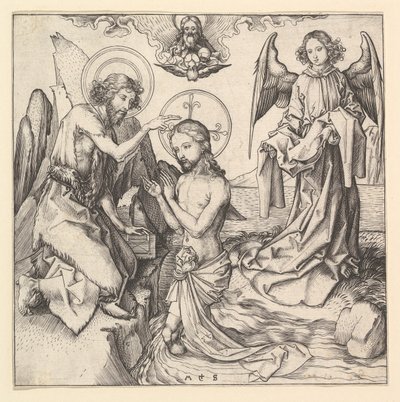 Doop van Christus door Martin Schongauer