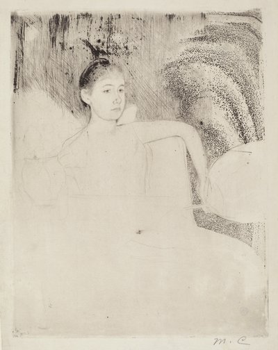 Mimi met een Japanse Waaier, c. 1889 door Mary Cassatt