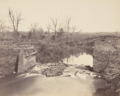 De stenen brug - Bull Run, 1862 door Mathew Brady