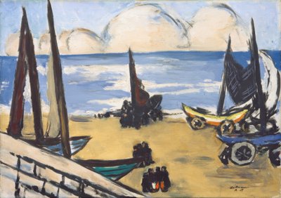 Boten op het strand door Max Beckmann