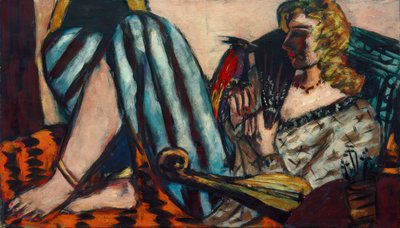 Vrouw met rode haan door Max Beckmann