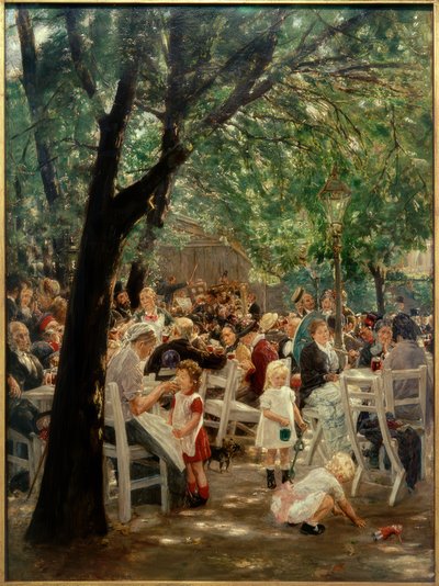 Münchener biertuin door Max Liebermann