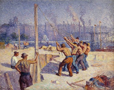 Les Batteurs de Pieux, 1900 door Maximilien Luce