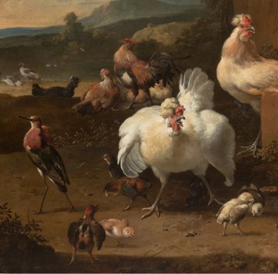 Detail (uit Menagerie, c.1680) door Melchior de Hondecoeter