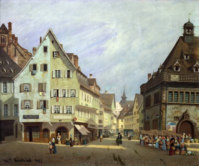 Place du Marche-aux-Fruits, Colmar, 1875 door Michel Hertrich