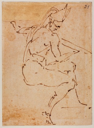 Studie voor een zittend figuur door Michelangelo Buonarroti