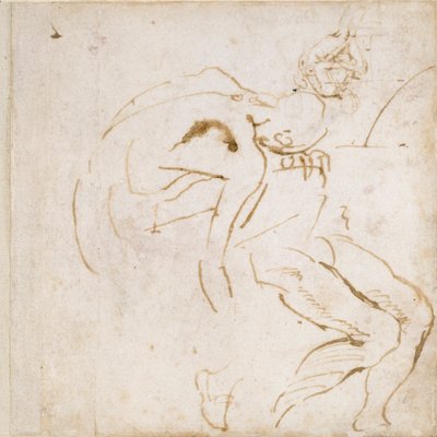 Twee gedeeltelijke figuurstudies, ca. 1490-1560 door Michelangelo Buonarroti