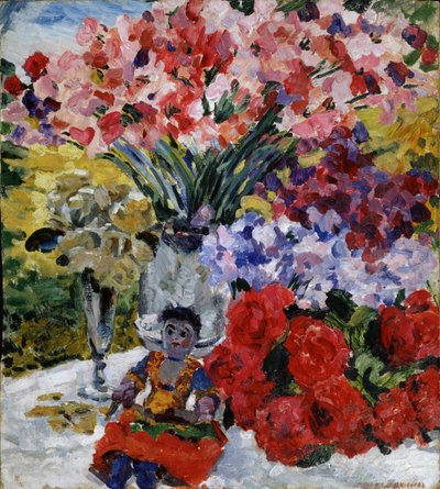 Bloemen en een pop, 1916 door Mikhail Nikolayevich Yakovlev