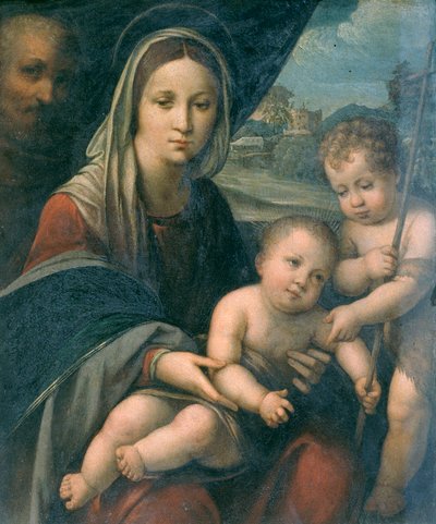 Heilige Familie met de jonge St. Johannes door Niccolò Pisano