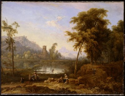 Italiaans landschap met omgeknakte boom door Nicolaes Piemont