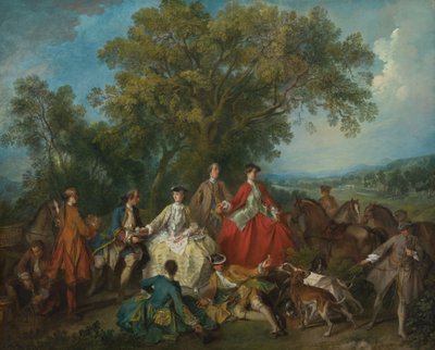 Picknick na de Jacht door Nicolas Lancret