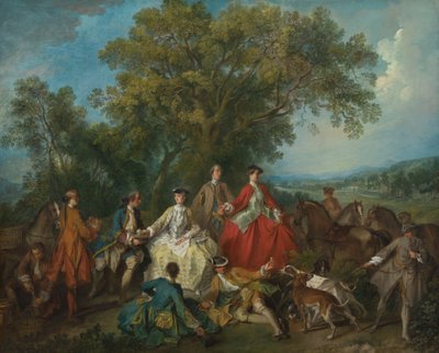 Picknick na de jacht door Nicolas Lancret