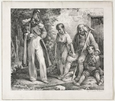 Bedelen om aalmoezen, 1819 door Nicolas Toussaint Charlet