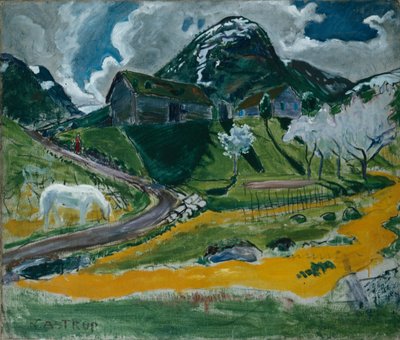 Lente met wit paard door Nikolai Astrup