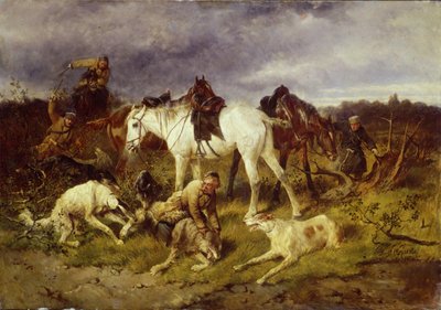 Op de jacht, jaren 1870 door Nikolai Yegorovich Sverchkov