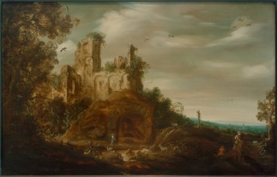 Landschap door Otto Marseus  van Schrieck