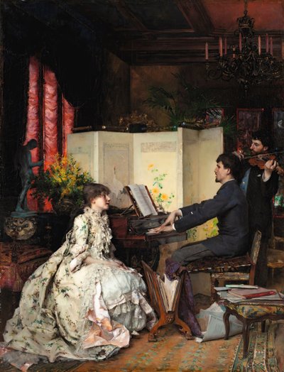 Het duet, 1883 door Pascal Adolphe Jean Dagnan Bouveret