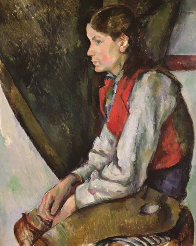 Jongen in een rood vest door Paul Cézanne