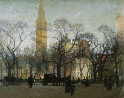 Middag Madison Square door Paul Cornoyer