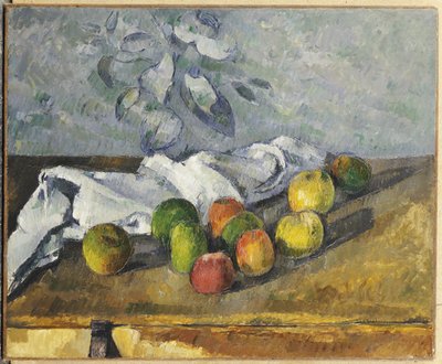 Appels en een servet door Paul Cézanne