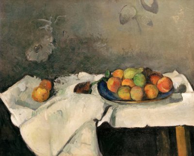 Bord met perziken door Paul Cézanne