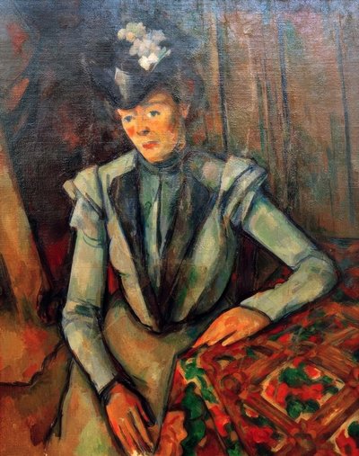 De dame in blauw door Paul Cézanne