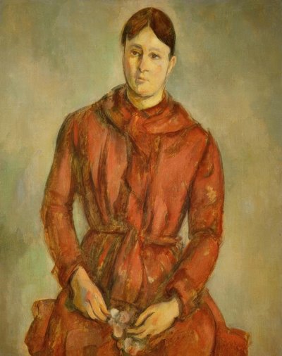 Madame Cézanne in rood door Paul Cézanne