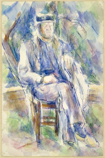 Man met een strohoed, 1905-06 door Paul Cézanne