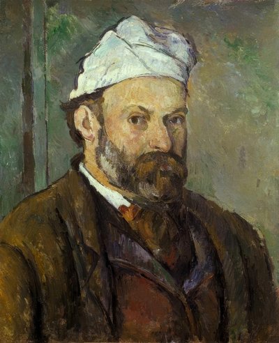 Portret van de kunstenaar met witte muts door Paul Cézanne