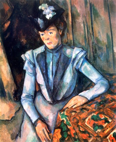 Zittende vrouw in blauw, 1902-1906 door Paul Cézanne