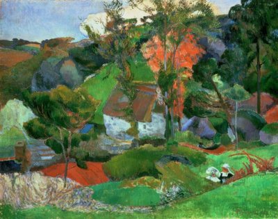 De vrouw met de kruik, of Landschap bij Pont-Aven door Paul Gauguin