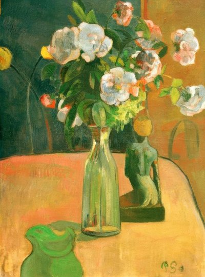 Rozen en Beeldje door Paul Gauguin