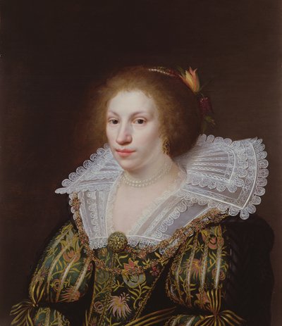 Portret van een jonge vrouw door Paulus Moreelse