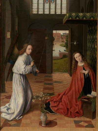 Detail van de Aankondiging door Petrus Christus