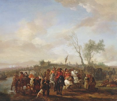 Een leger op mars door Philips Wouwerman