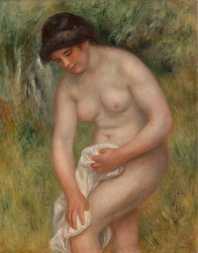 Baadster die zichzelf droogt door Pierre Auguste Renoir